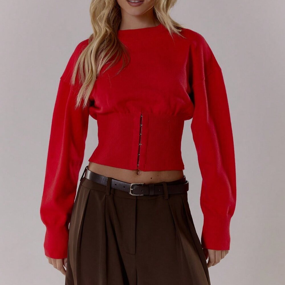 Red Womens Cute Soft Knit Sweater top